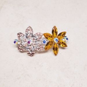 Amber gold ab gem hair barrette clip prom pageant sweet 16 fashion accessories